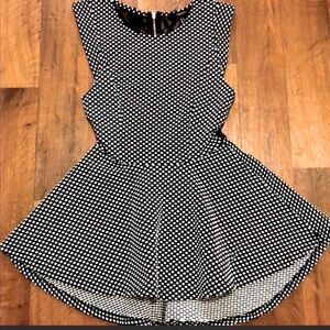 Forever 21 Polka Dot Peplum Top Lace Back Zipper Small